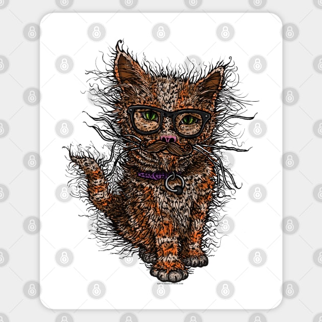 Curly Mustache Hipster Cat Sticker by House_Of_HaHa